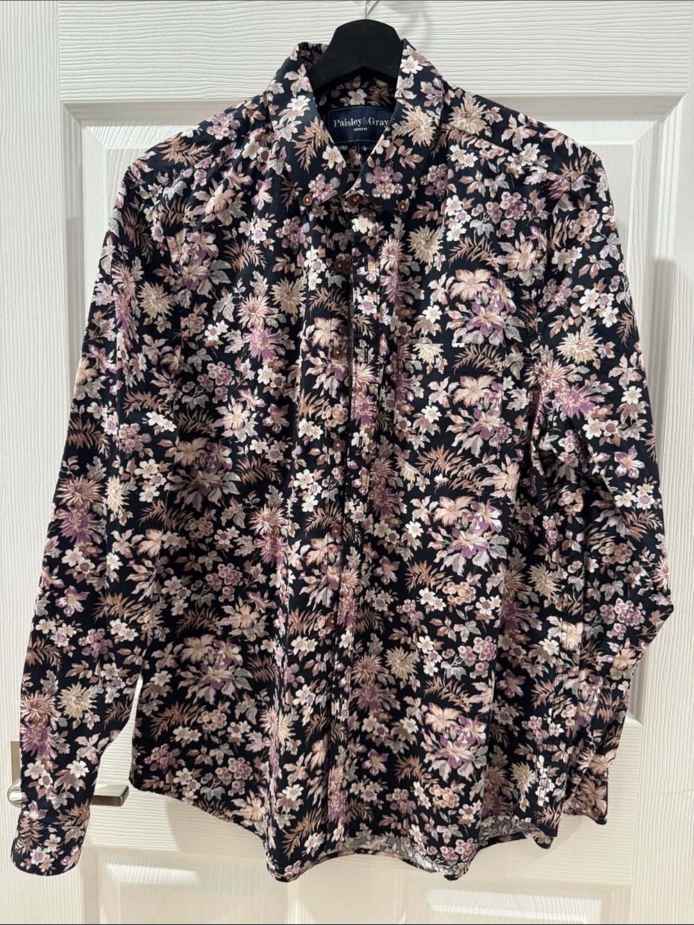 Paisley & Gray Black Floral Long-Sleeve Button-Down Shirt
